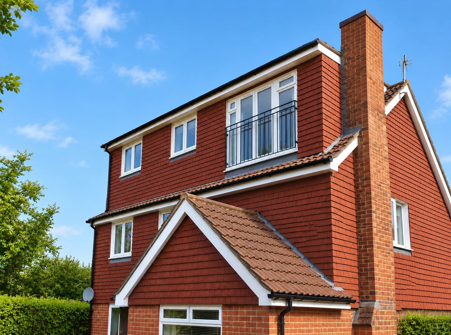 Large rear dormer with glazed doors and a Juliet balcony, supplied by Attic Conversion Oxford