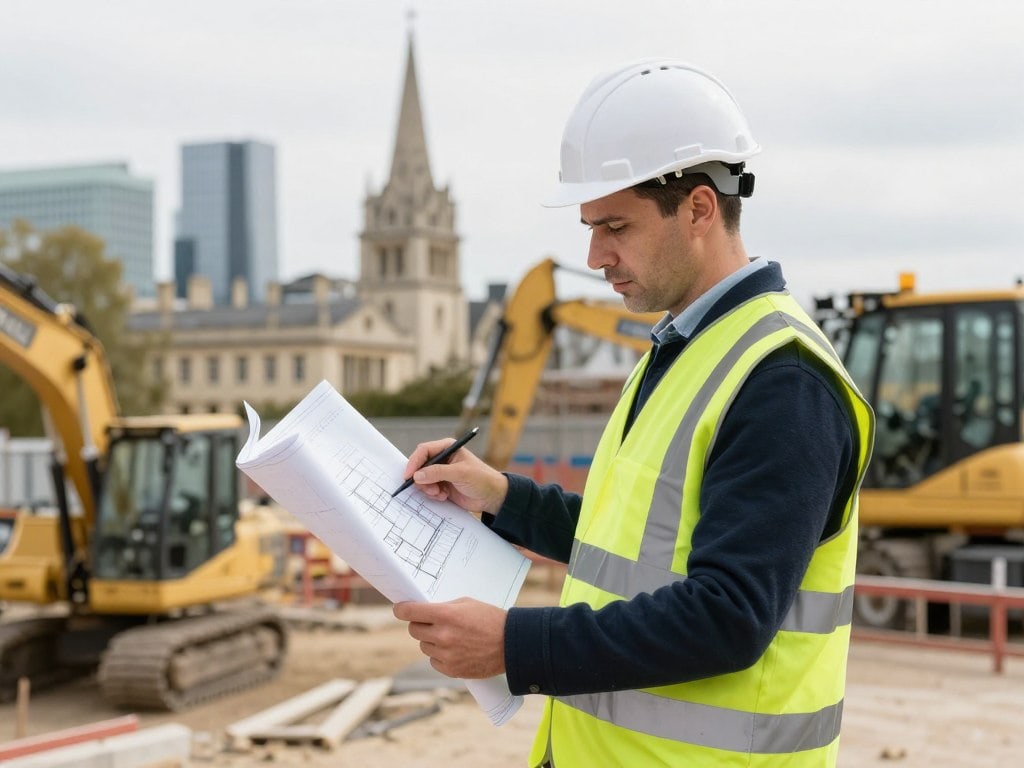 Illustrative image of contractor reviewing a written project scope