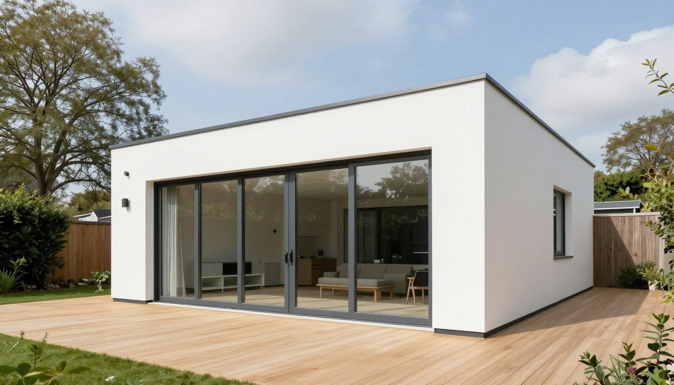 Illustrative image of a glazed garden structure with garden views