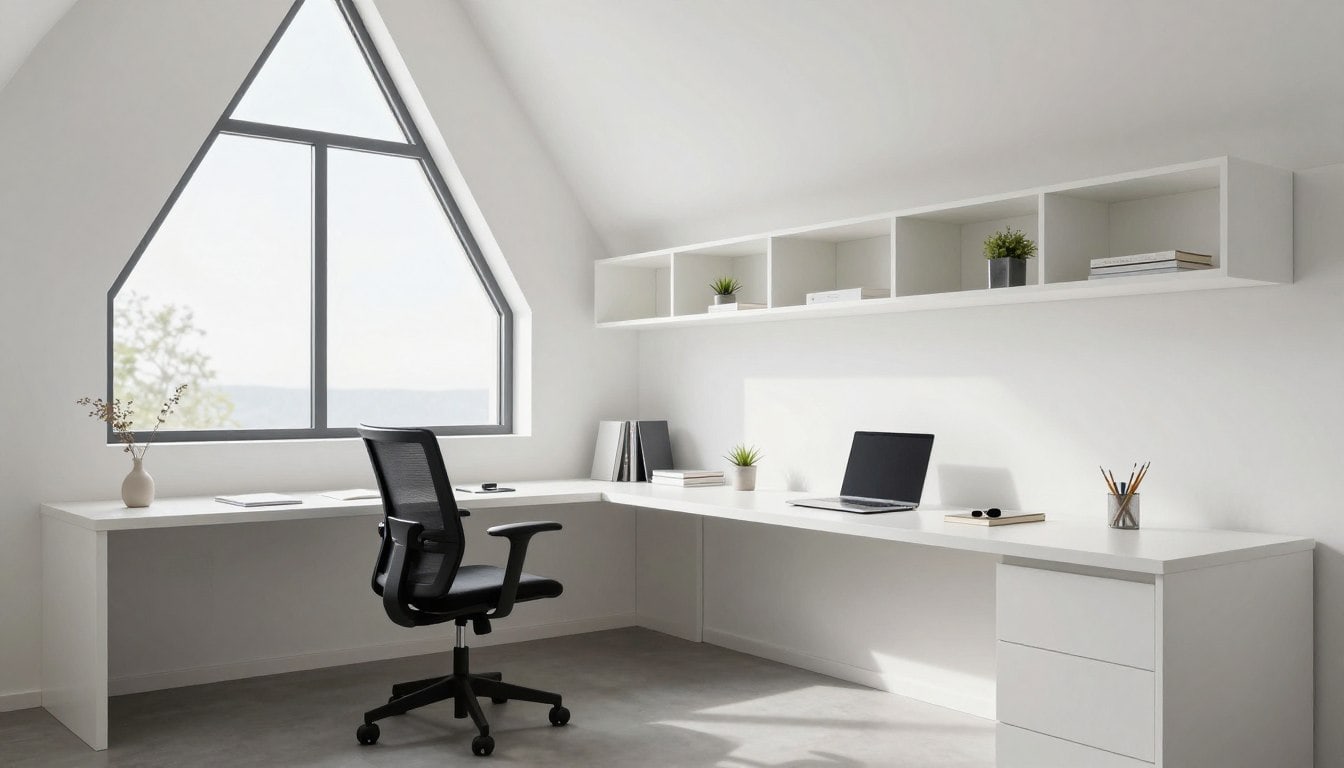 Illustrative image of a home office in a bright loft conversion