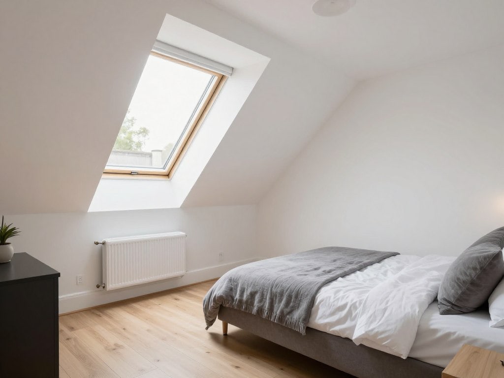 Illustrative image of bedroom created by a dormer loft conversion in Headington