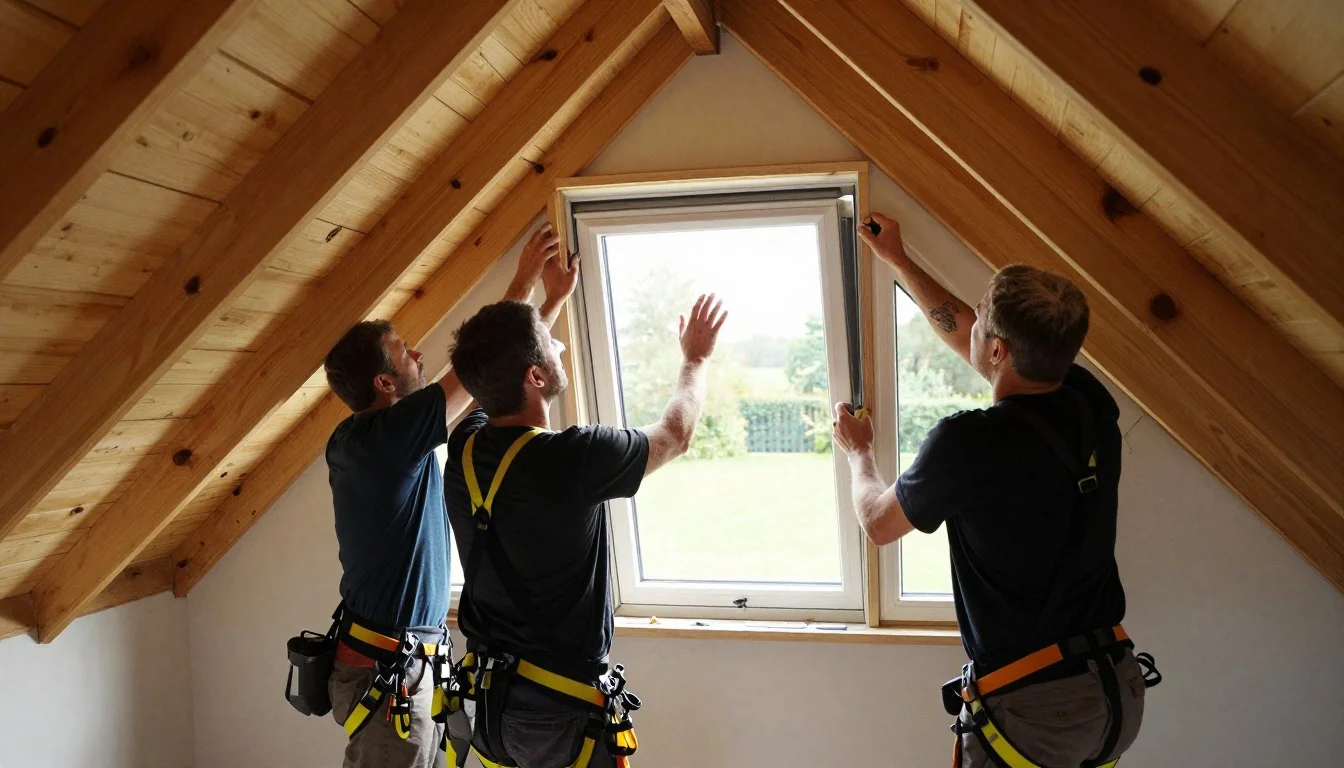 Attic Conversion Oxford team installing Velux windows in an Oxford home